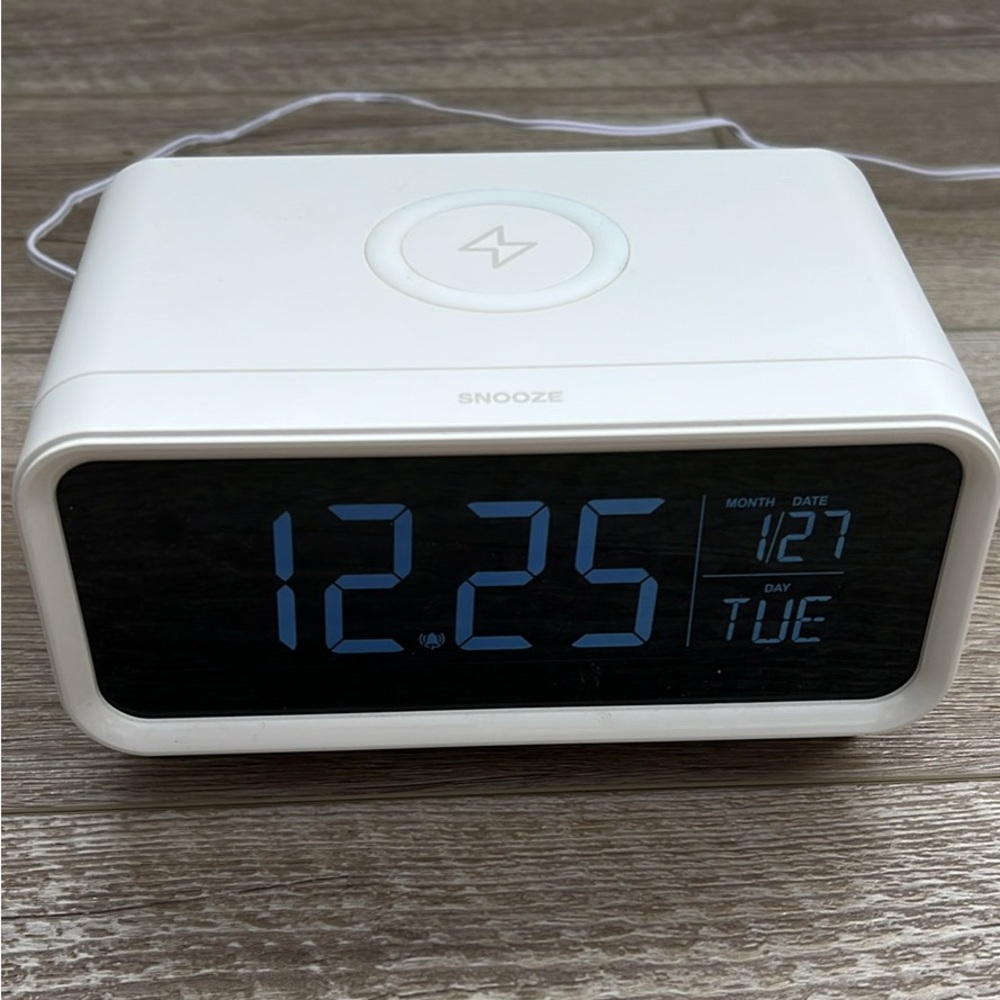 Hearth & Hand White Alarm Clock with Blue LED Display